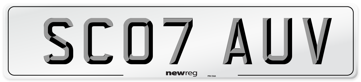 SC07 AUV Number Plate from New Reg